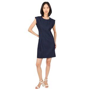 Veronica Beard Rosedale Dress Size 16 NWT Linen Sheath Navy Blue Preppy Office